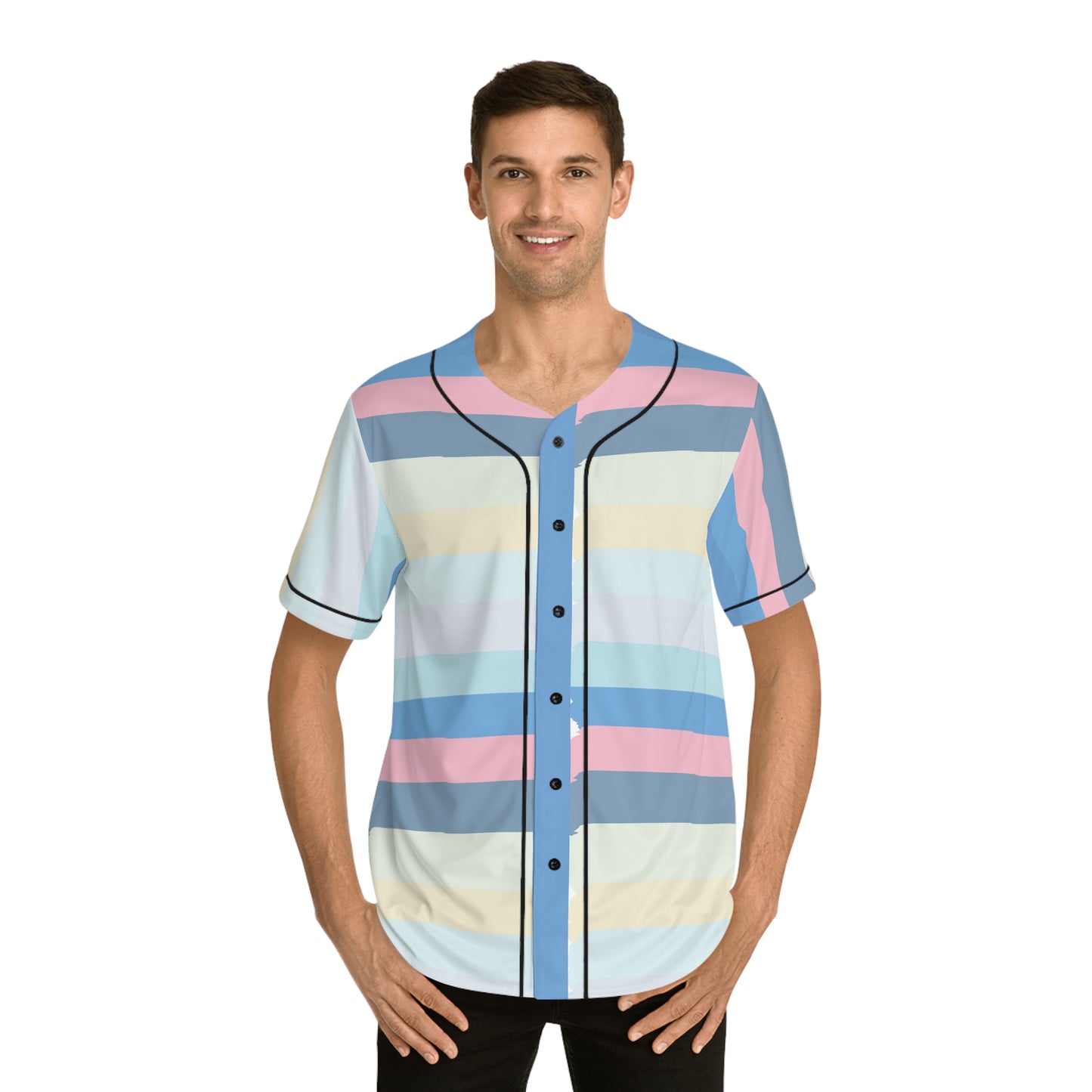 Striped Men's Baseball Jersey (AOP)