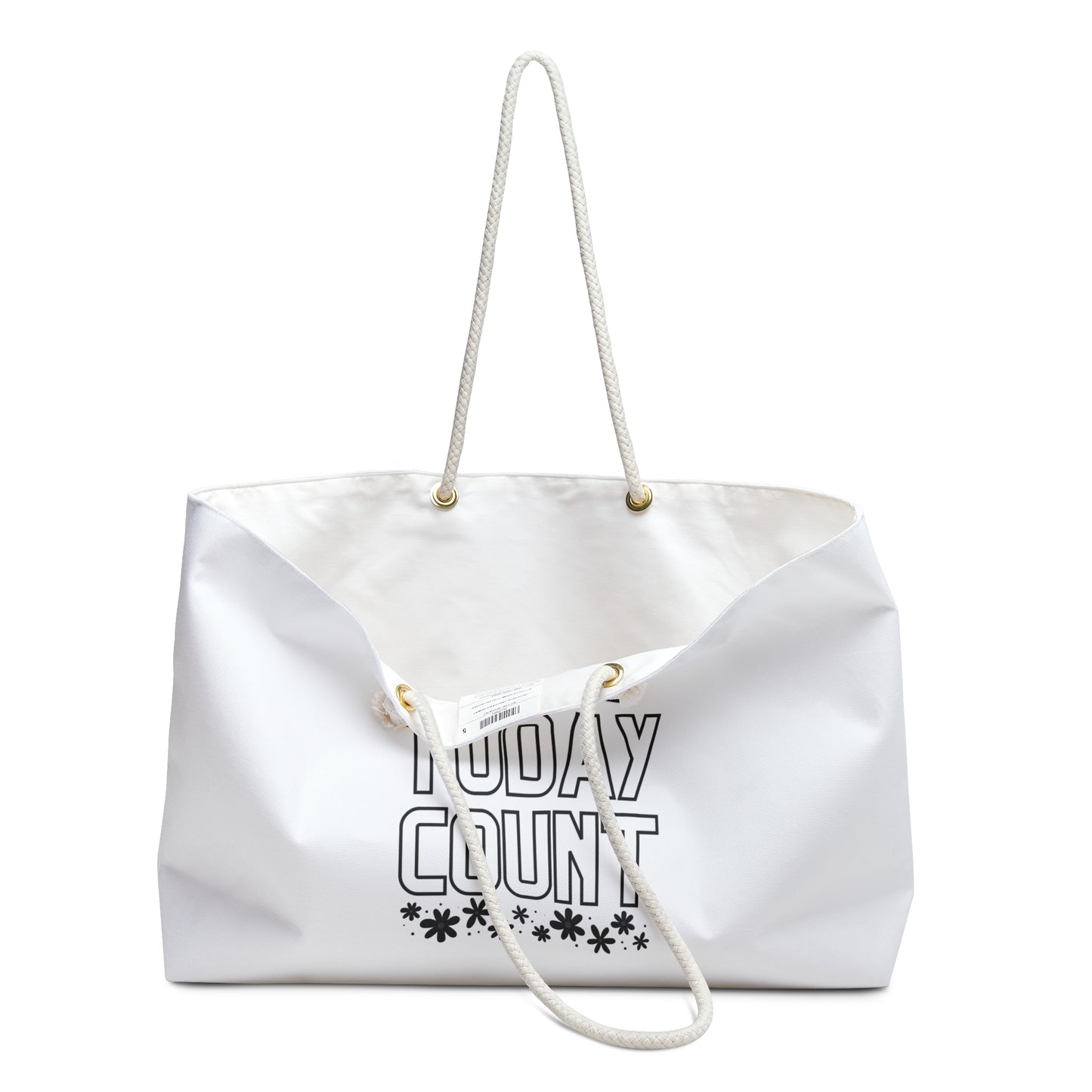 White Make Today Count Print Weekender Bag