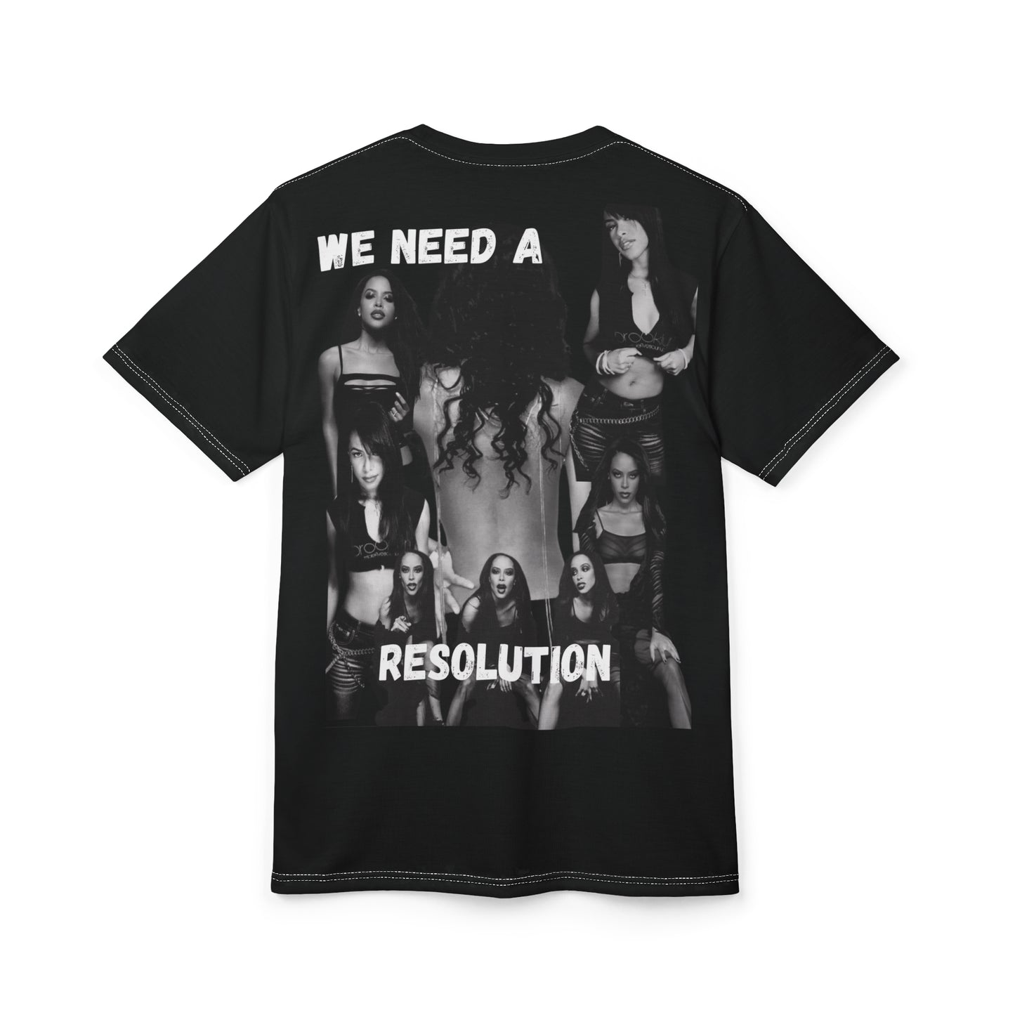 Aaliyah Graphic Print Unisex Cut & Sew Tee (AOP)- We Need A Resolution