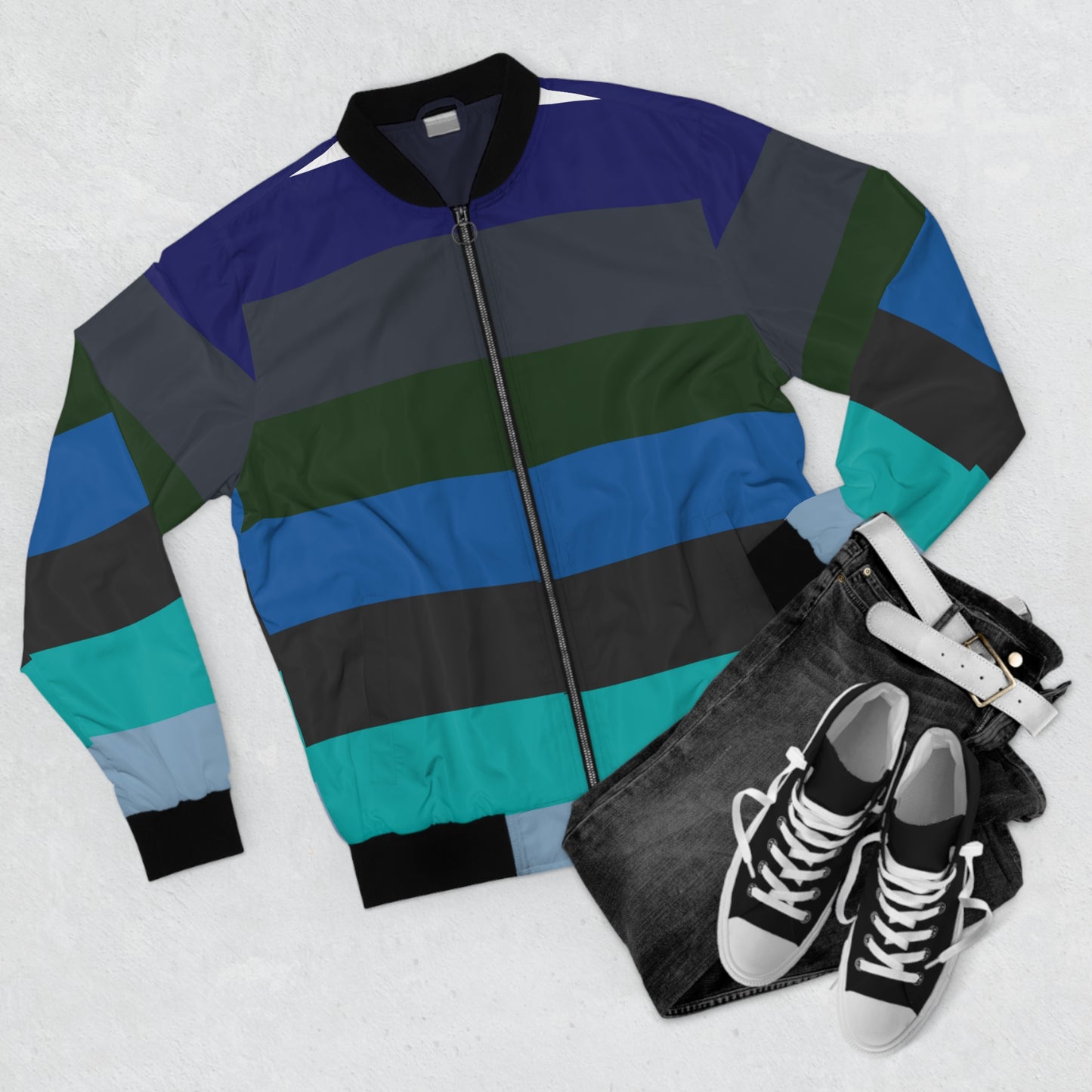 Men's Striped Bomber Jacket - Retro Jacket
