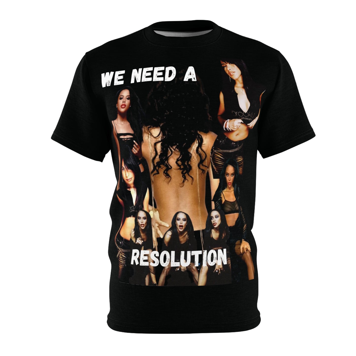 Aaliyah Graphic Print Unisex Cut & Sew Tee (AOP)- We Need A Resolution
