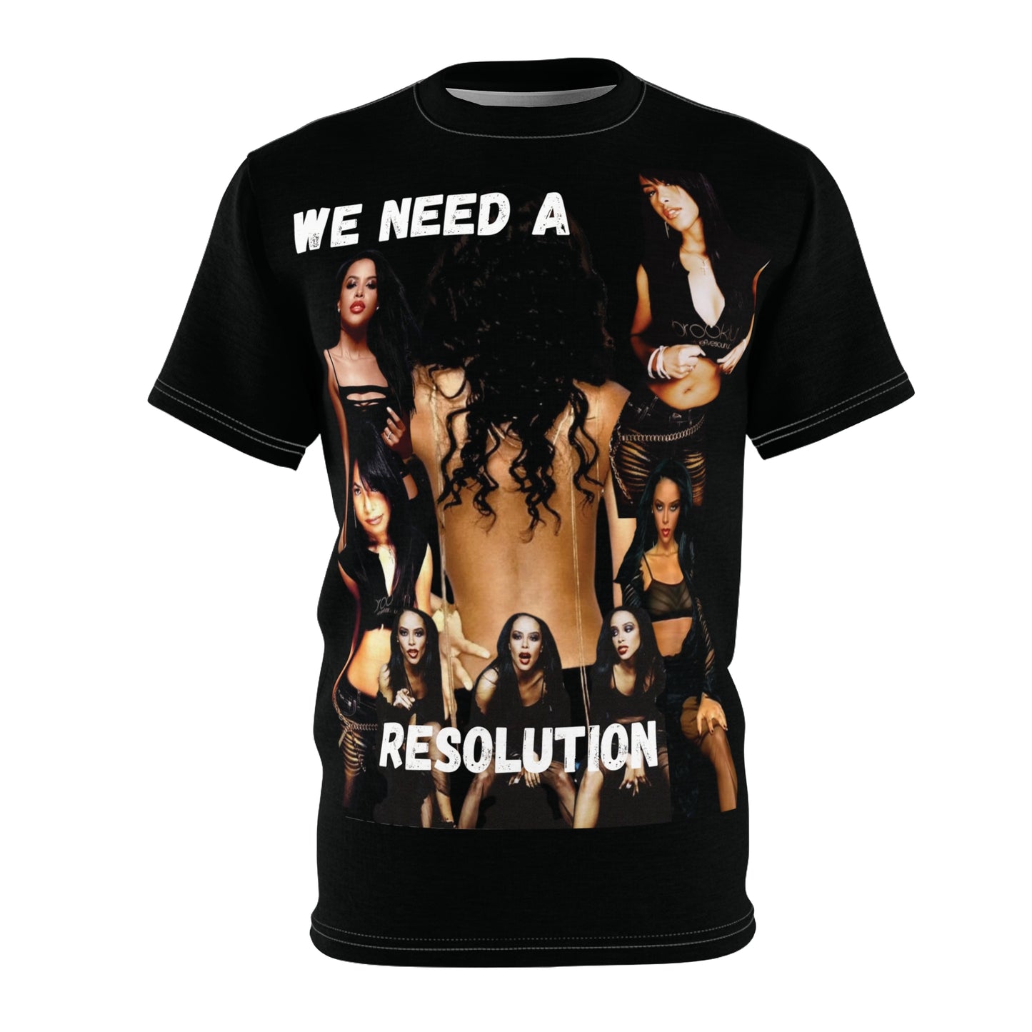 Aaliyah Graphic Print Unisex Cut & Sew Tee (AOP)- We Need A Resolution