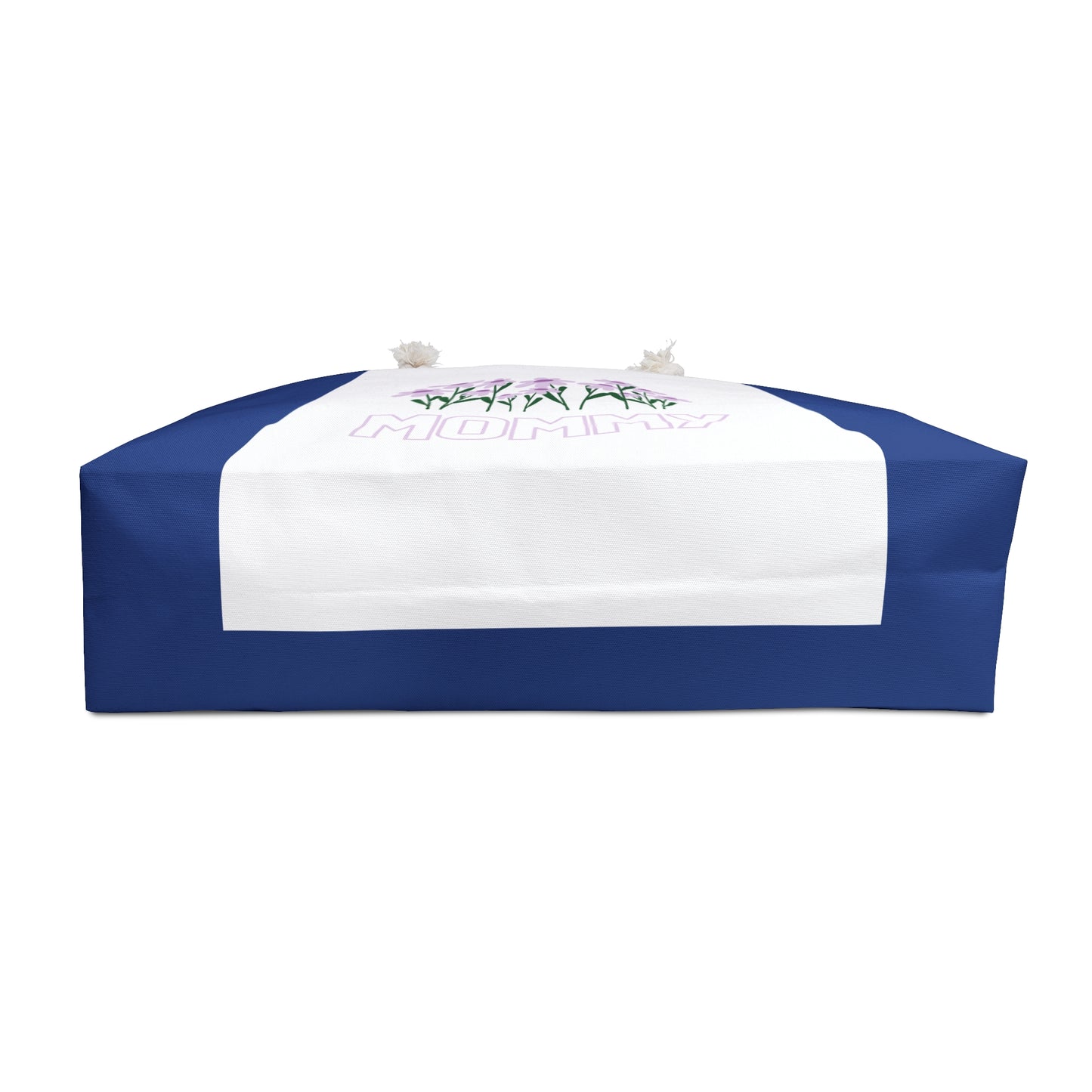 Dark Blue & White Colourful Mommy Print Weekender Bag, Floral Print Bag