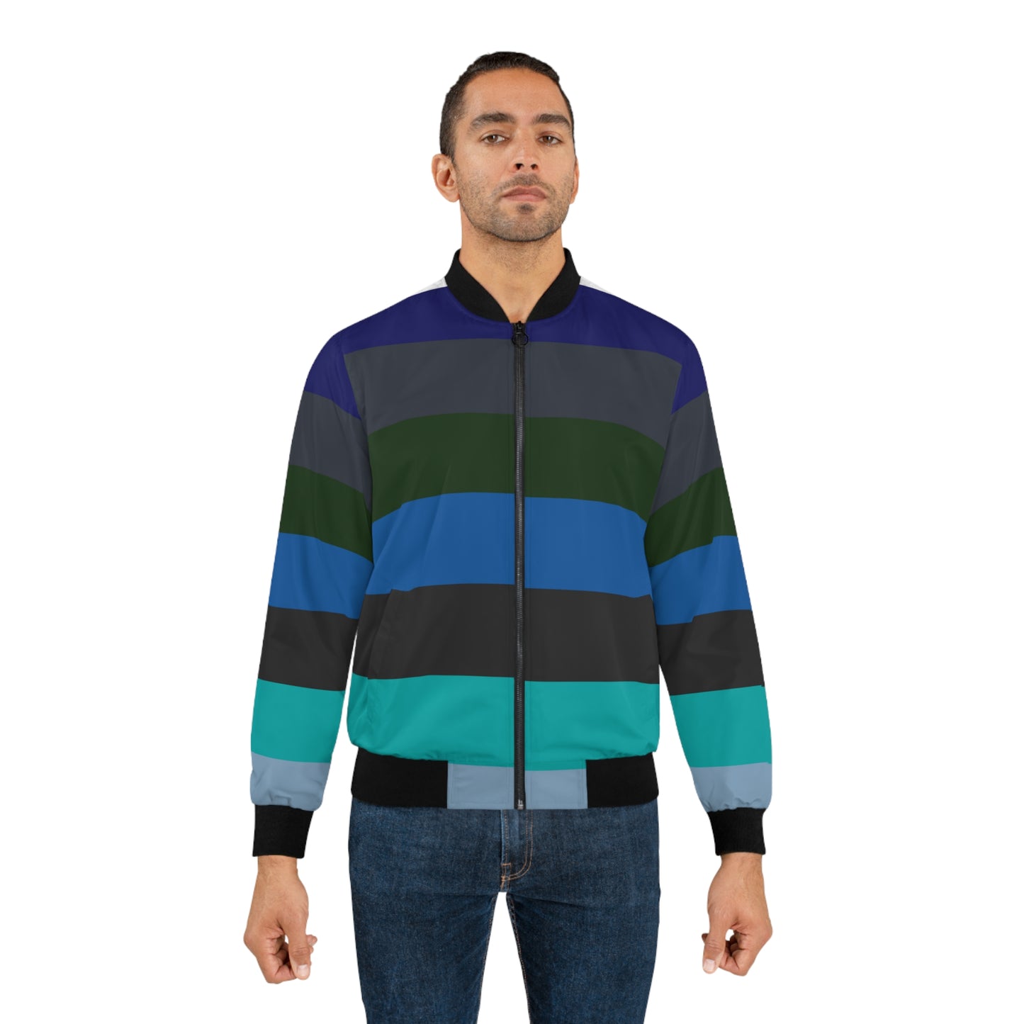 Men's Striped Bomber Jacket - Retro Jacket