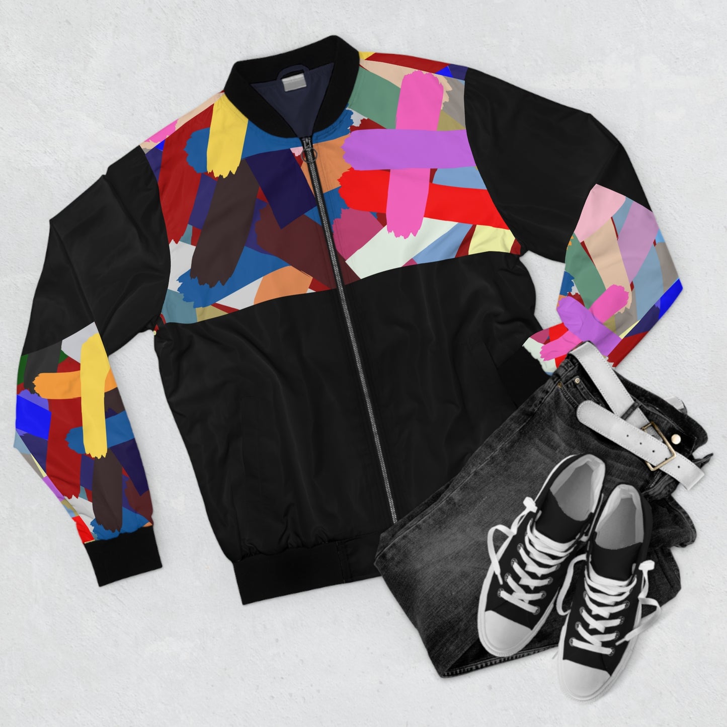 Color Block Classic Men's Bomber Jacket - Retro Jacket