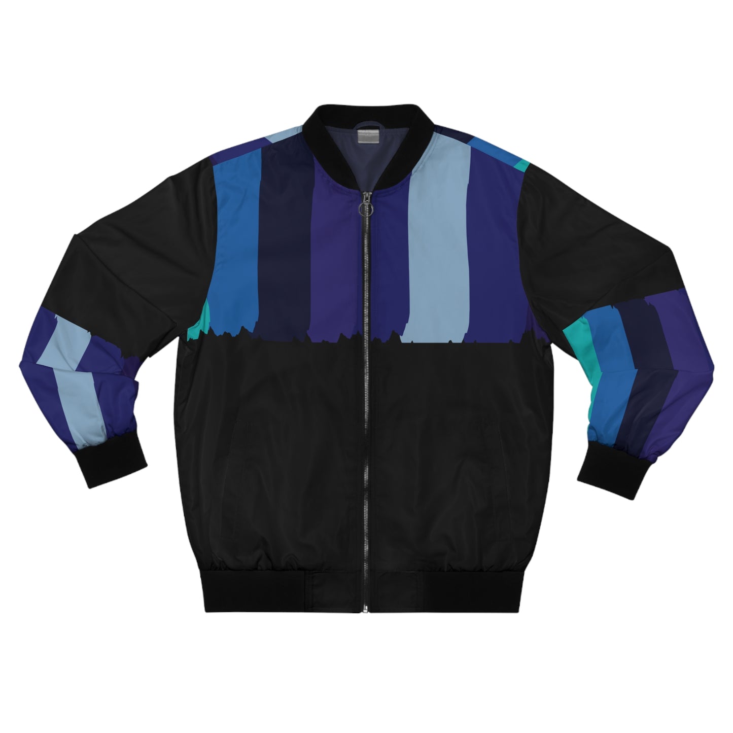 Men's Stripped Blue Bomber Jacket