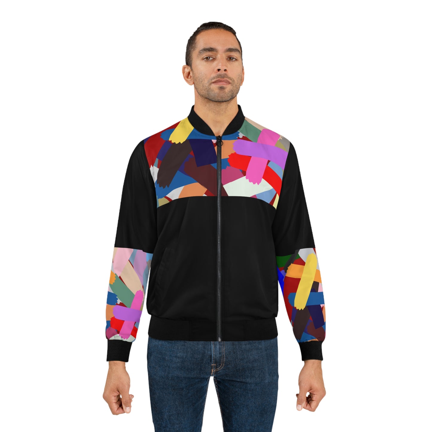 Color Block Classic Men's Bomber Jacket - Retro Jacket