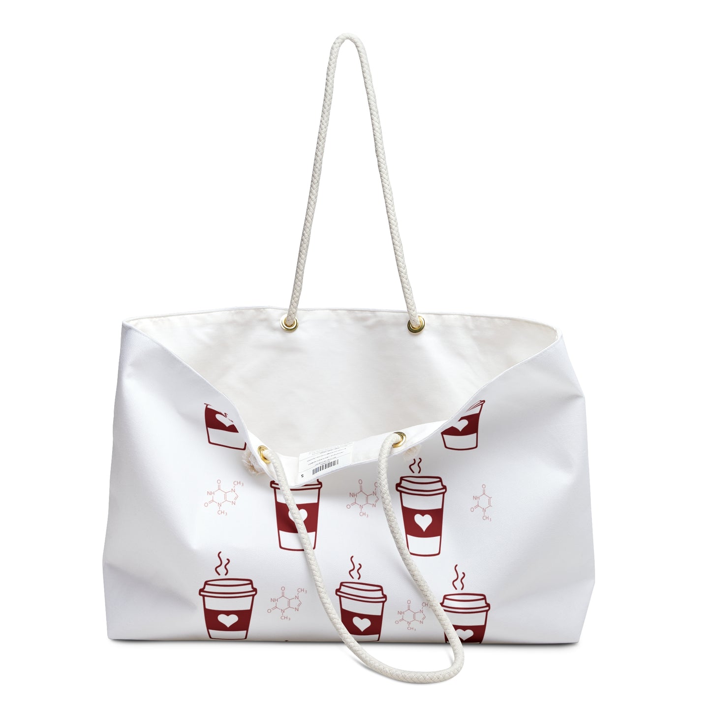White Coffee Lover Print Weekender Bag