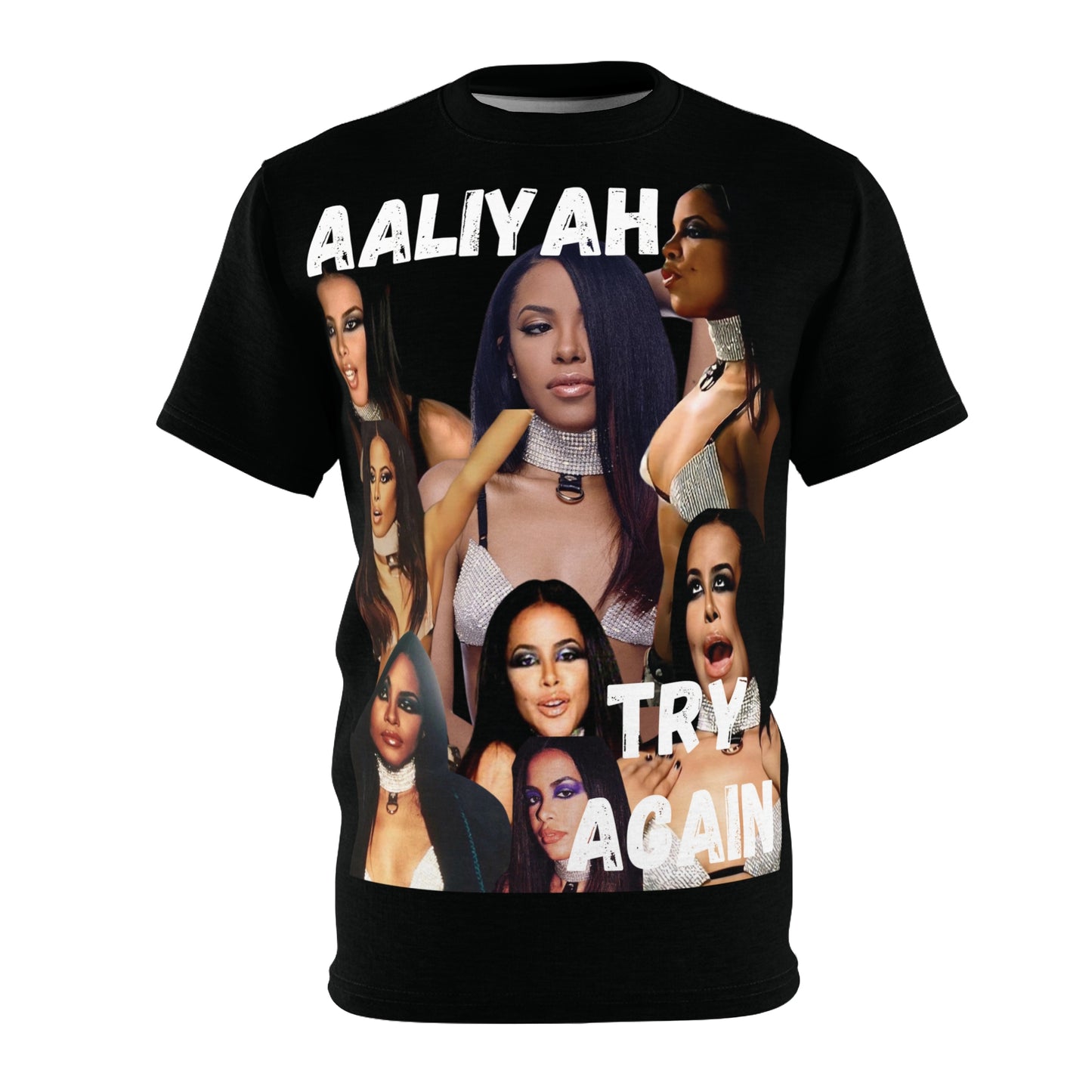 Aaliyah Graphic Print Unisex Cut & Sew Tee (AOP)- Try Again