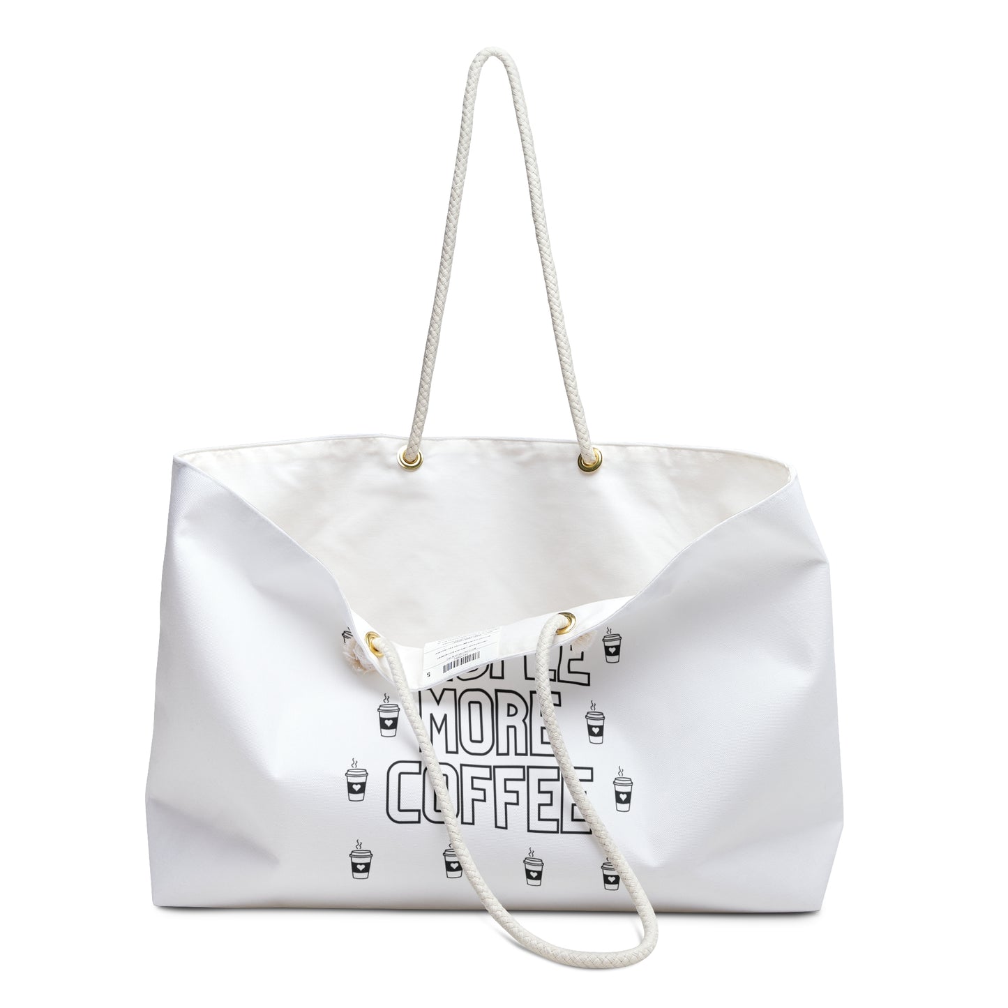 White Coffee Lover Print Weekender Bag, Manifest That Sh*t Print Bag