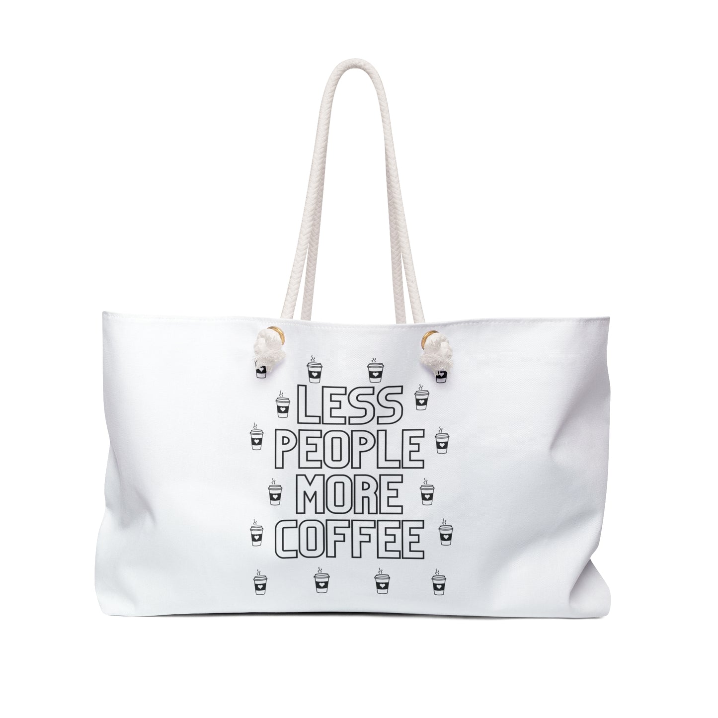 White Coffee Lover Print Weekender Bag, Manifest That Sh*t Print Bag