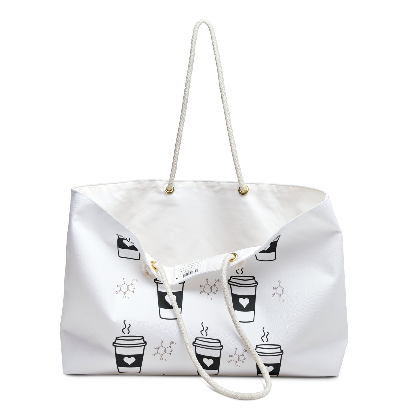 White Coffee Lover Print Weekender Bag
