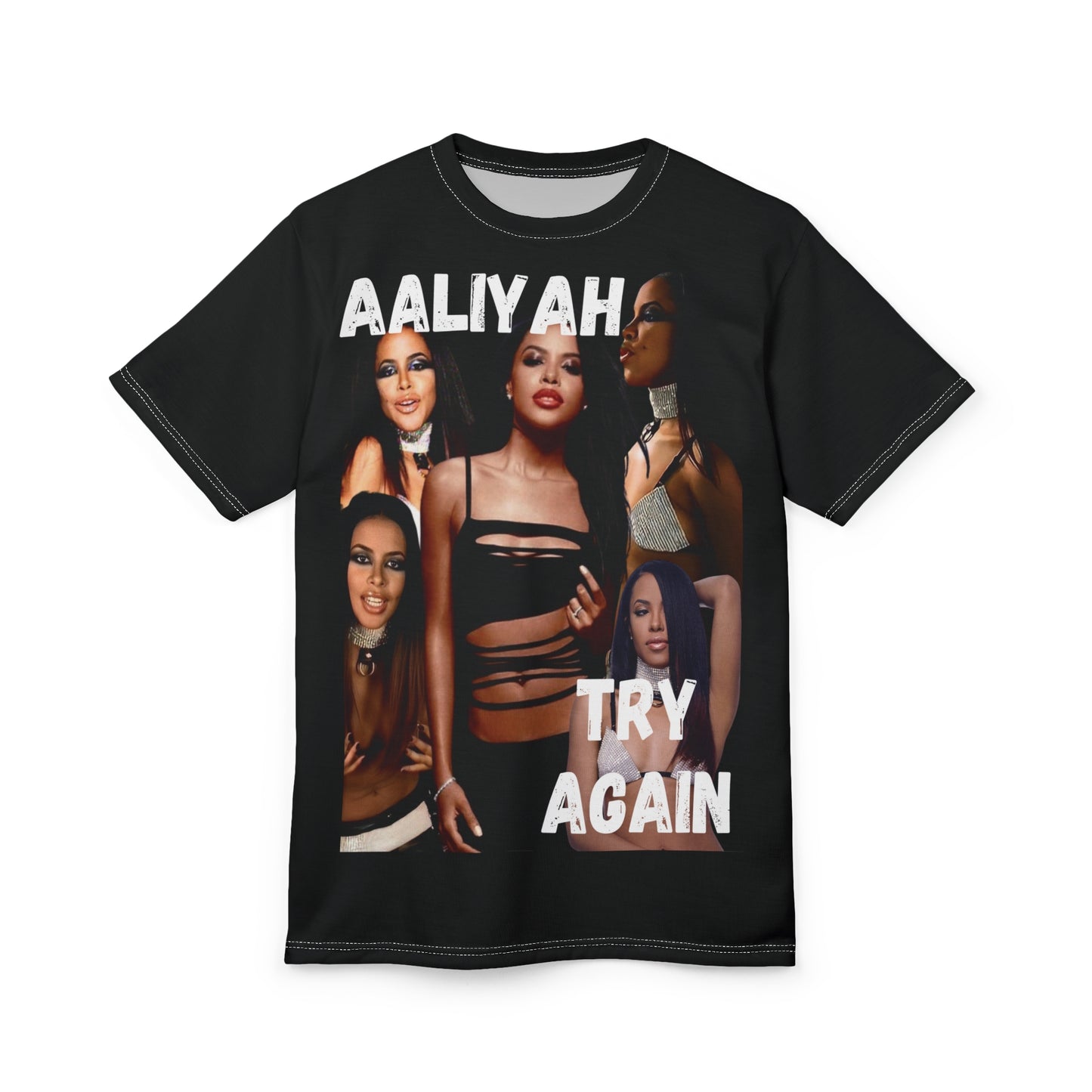 Aaliyah Graphic Print Unisex Cut & Sew Tee (AOP) - Try Again