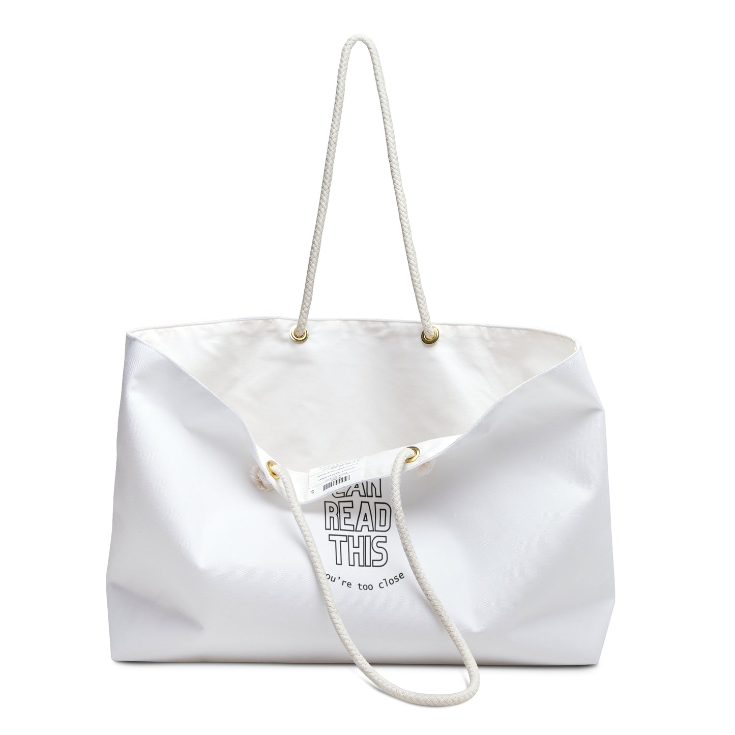 White Cheeky Print Weekender Bag,