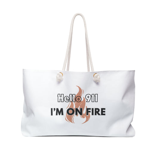 Hello 911 Print Weekender Bag, Woman Print Bag