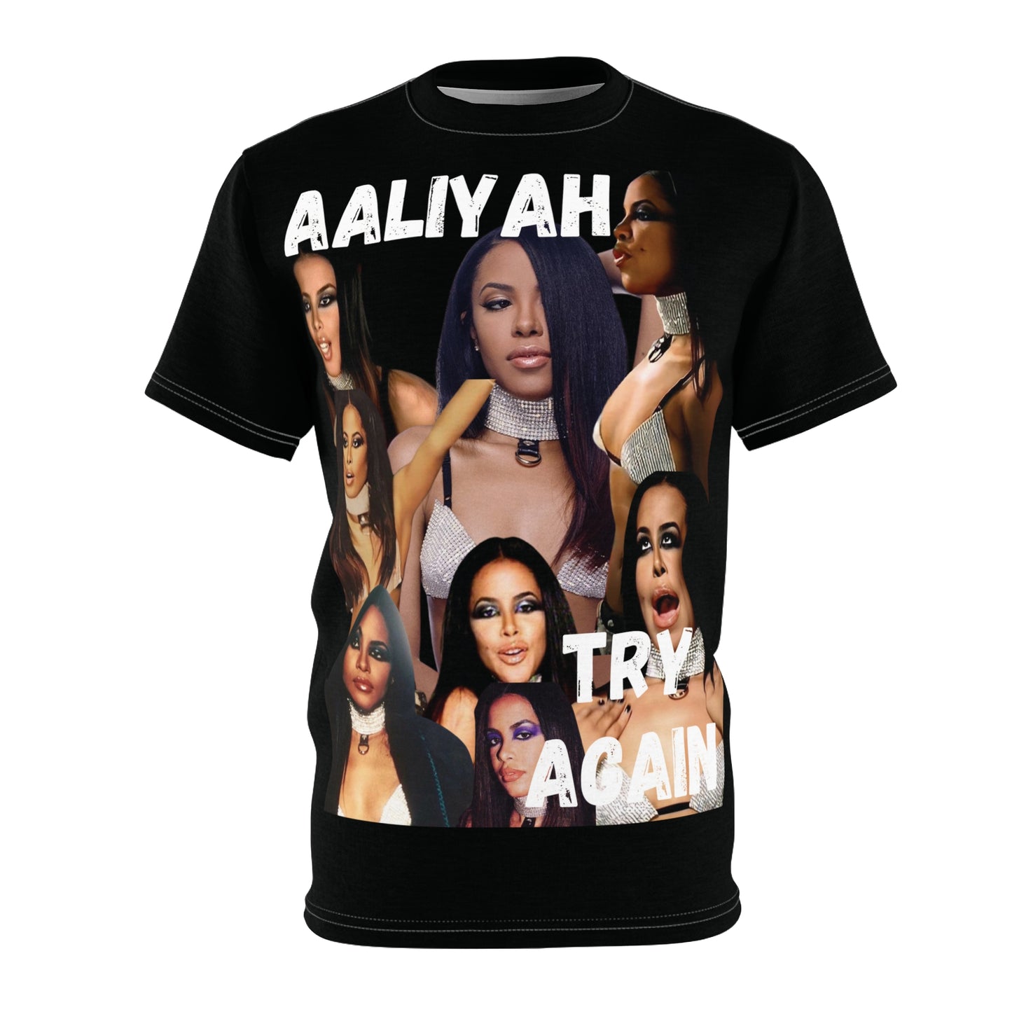 Aaliyah Graphic Print Unisex Cut & Sew Tee (AOP)- Try Again