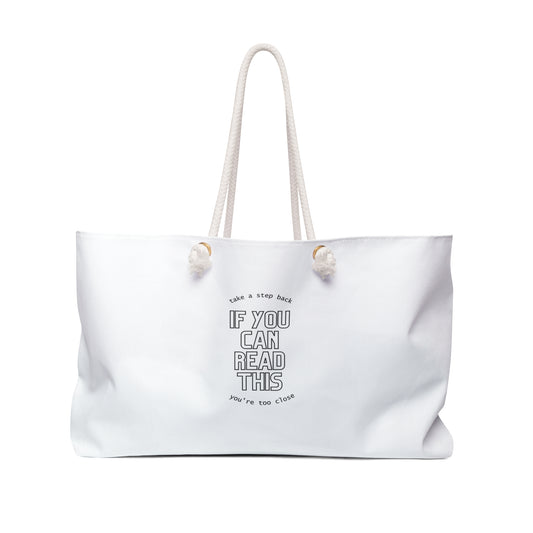 White Cheeky Print Weekender Bag,