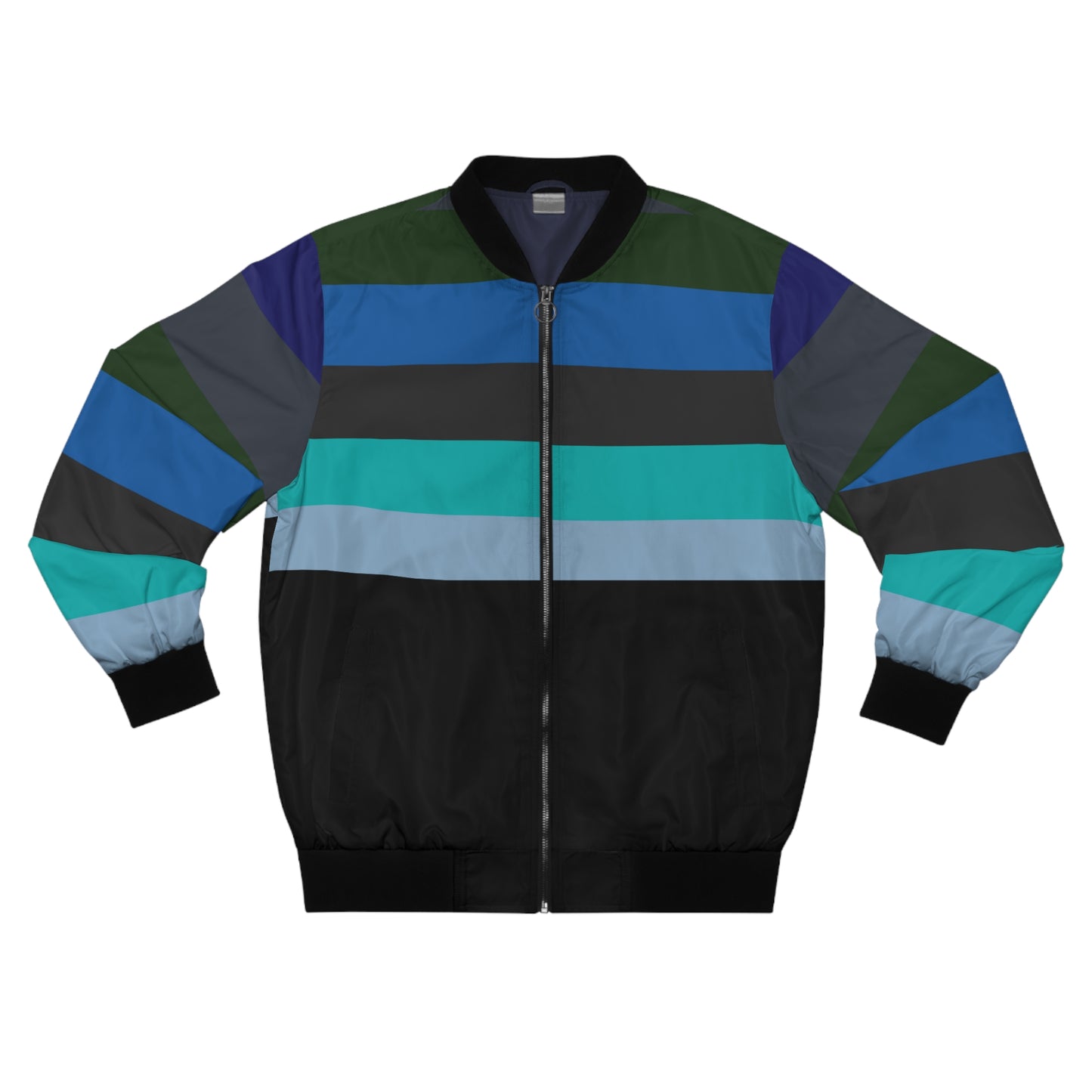 Men's Striped Blue Bomber Jacket (AOP)