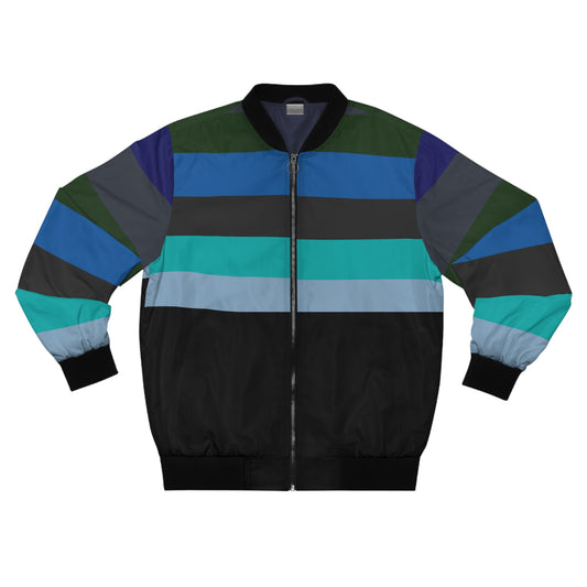 Men's Striped Blue Bomber Jacket (AOP)