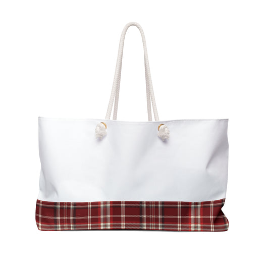 Plaid Print Weekender Tote Bag - Lower Bottom Print