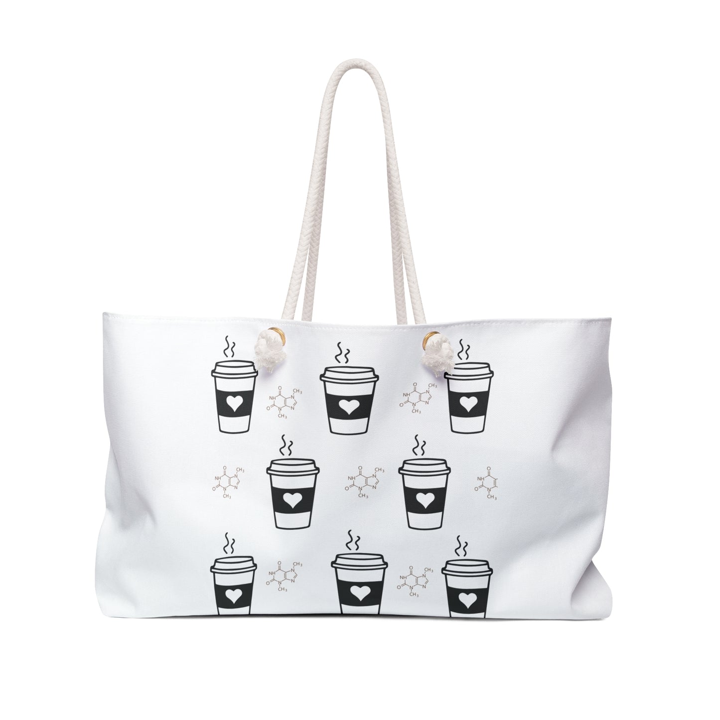 White Coffee Lover Print Weekender Bag