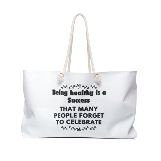 Celebrating Health Print Weekender Bag, Woman Print Bag