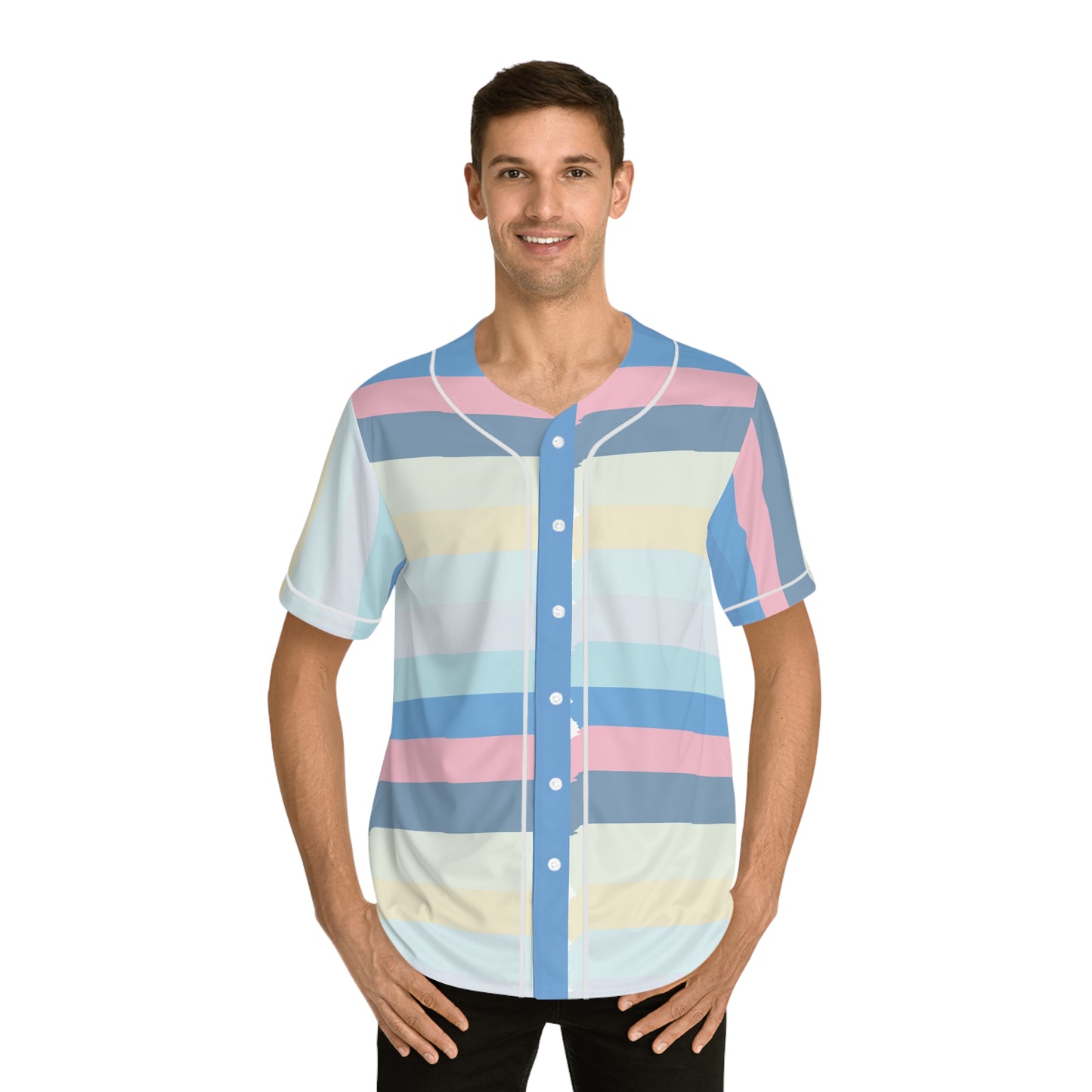 Striped Men's Baseball Jersey (AOP)
