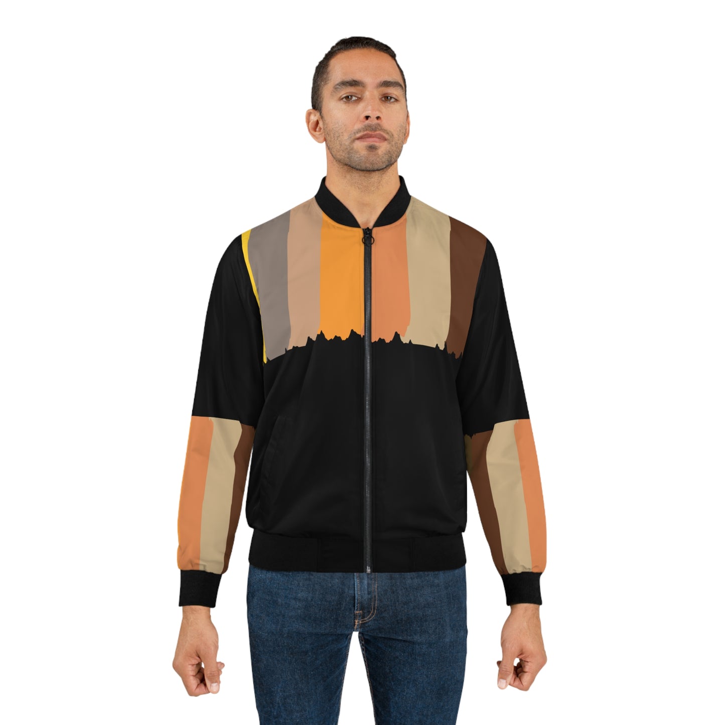 Striped Men's Bomber Jacket (AOP)