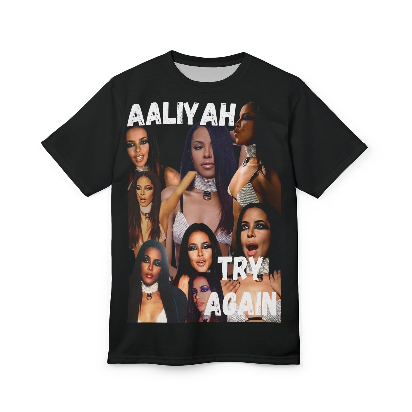 Aaliyah Graphic Print Unisex Cut & Sew Tee (AOP)- Try Again