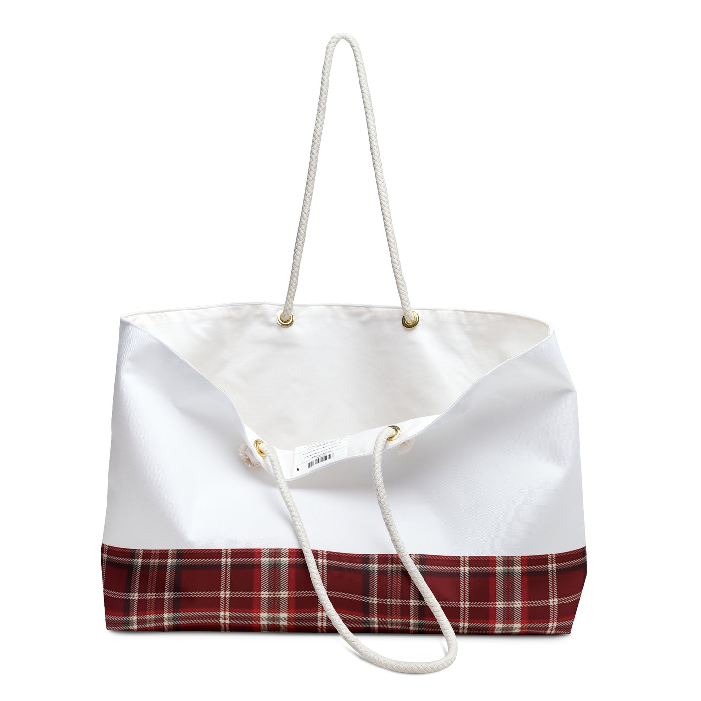 Plaid Print Weekender Tote Bag - Lower Bottom Print
