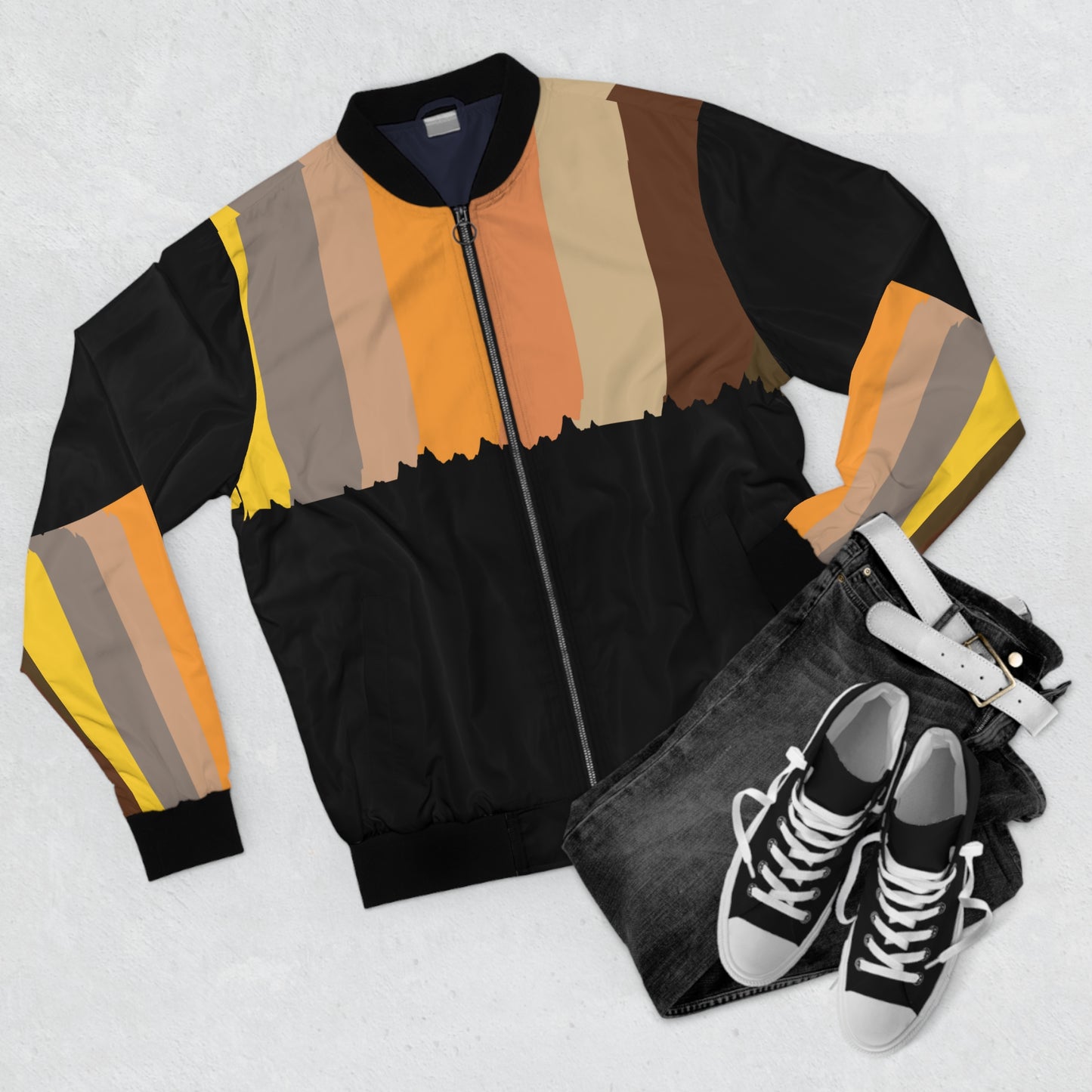 Striped Men's Bomber Jacket (AOP)