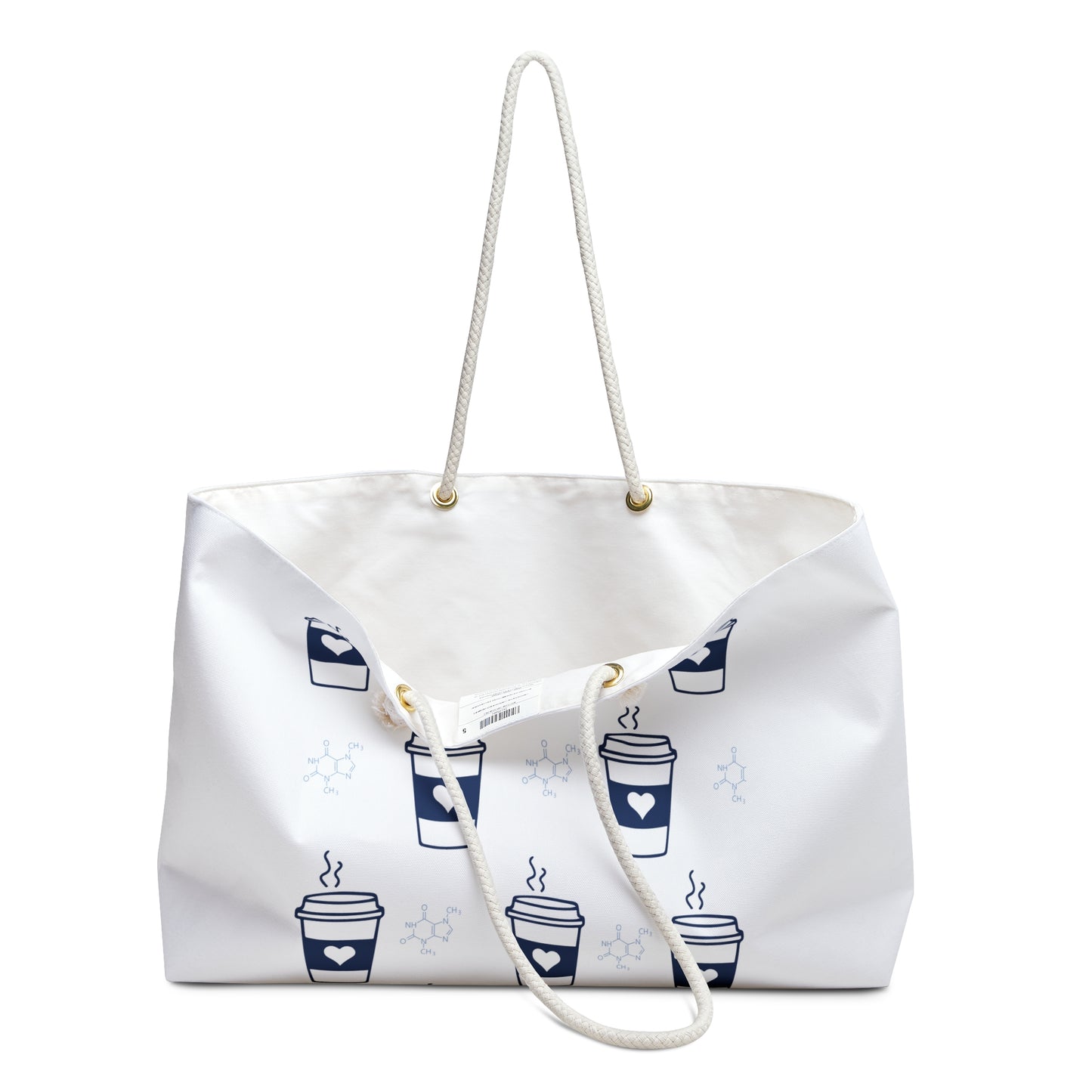 White Coffee Lover Print Weekender Bag