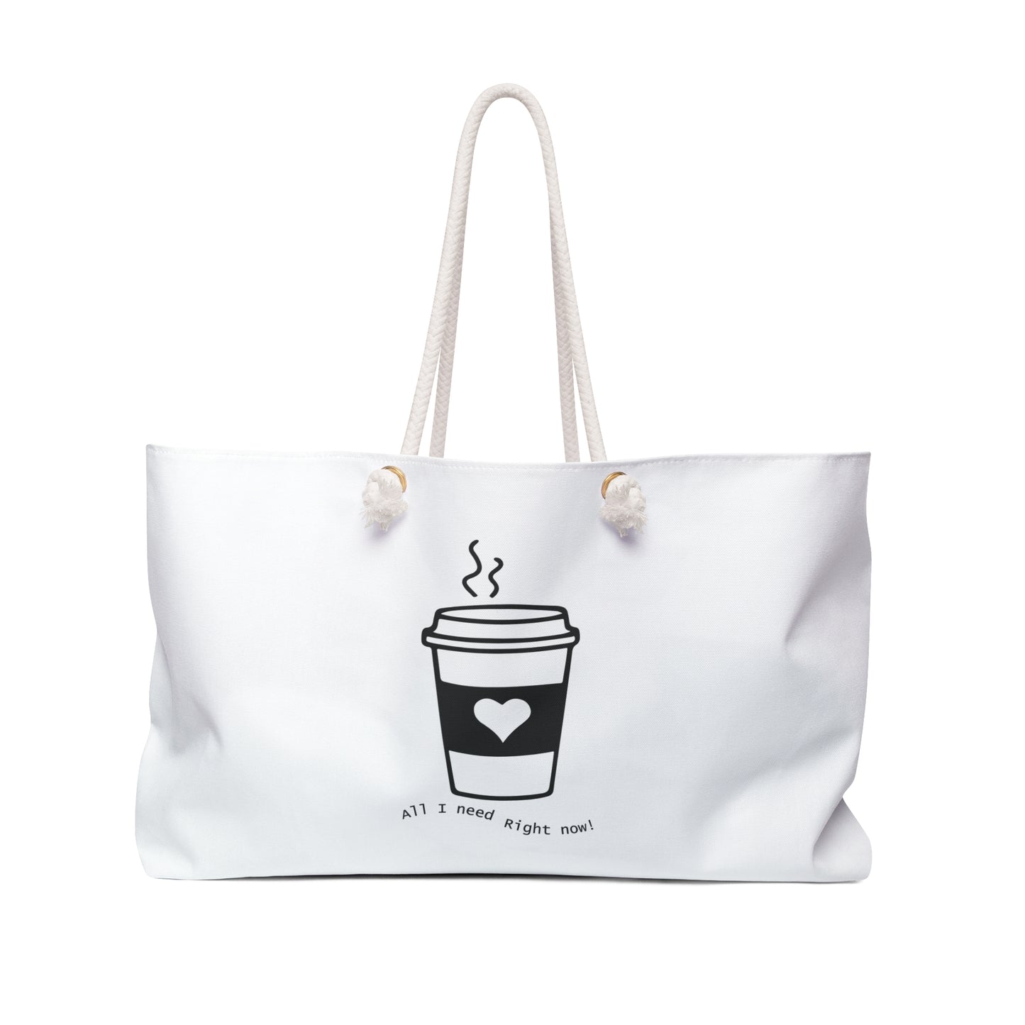 White Coffee Lover Print Weekender Bag