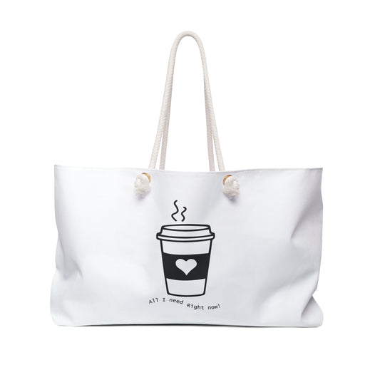 White Coffee Lover Print Weekender Bag