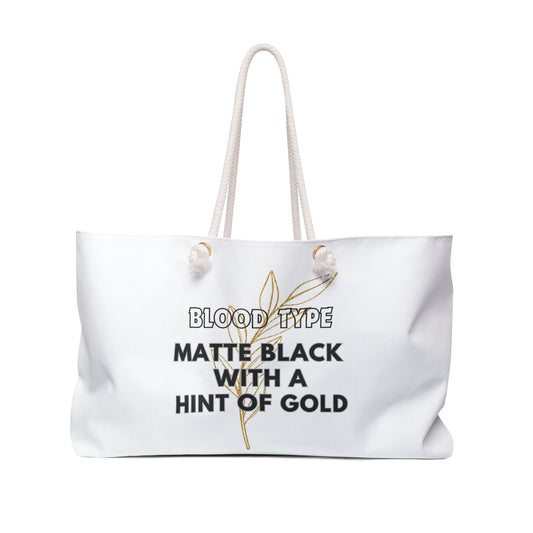 Sassy Blood Type Print Weekender Bag, Woman Print Bag