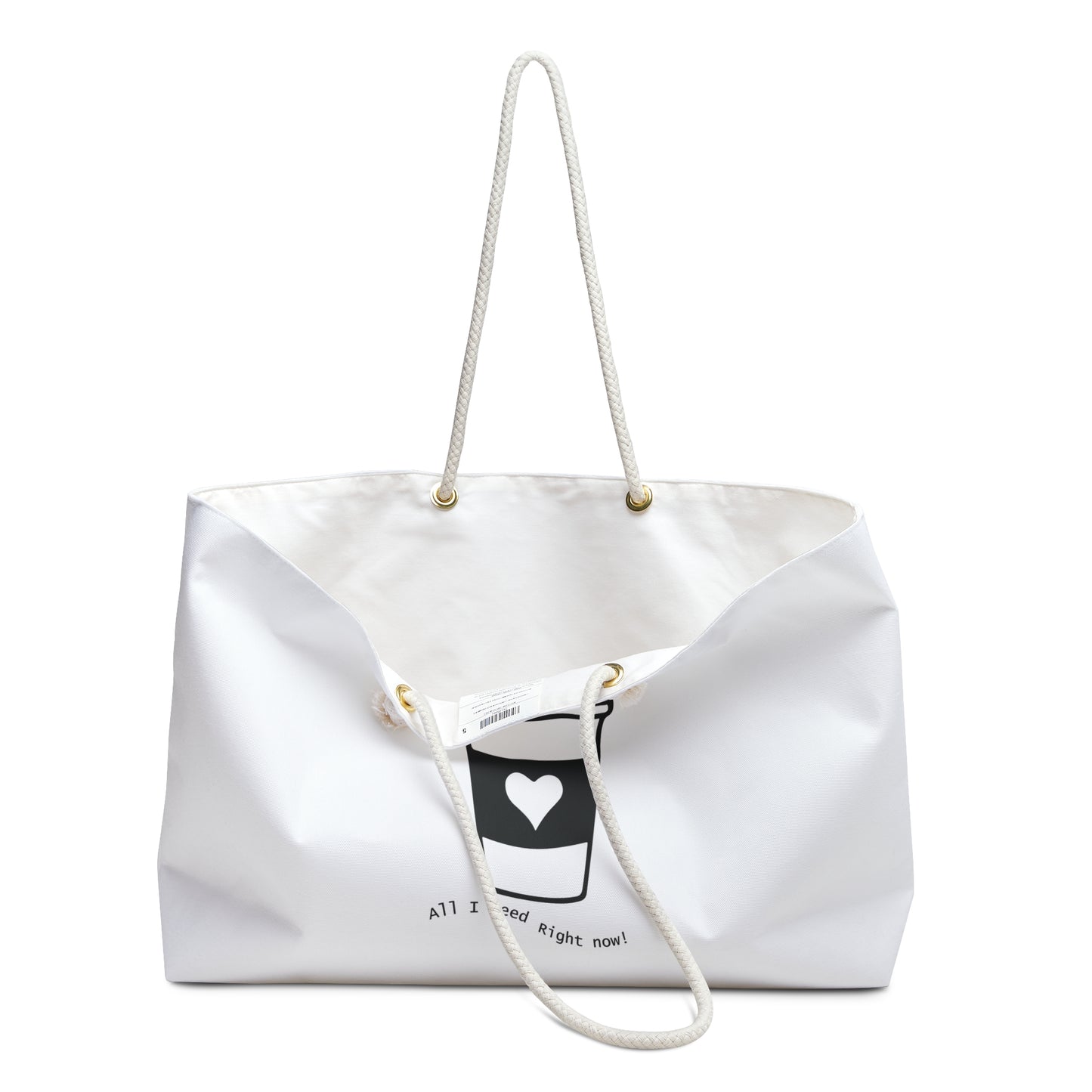 White Coffee Lover Print Weekender Bag