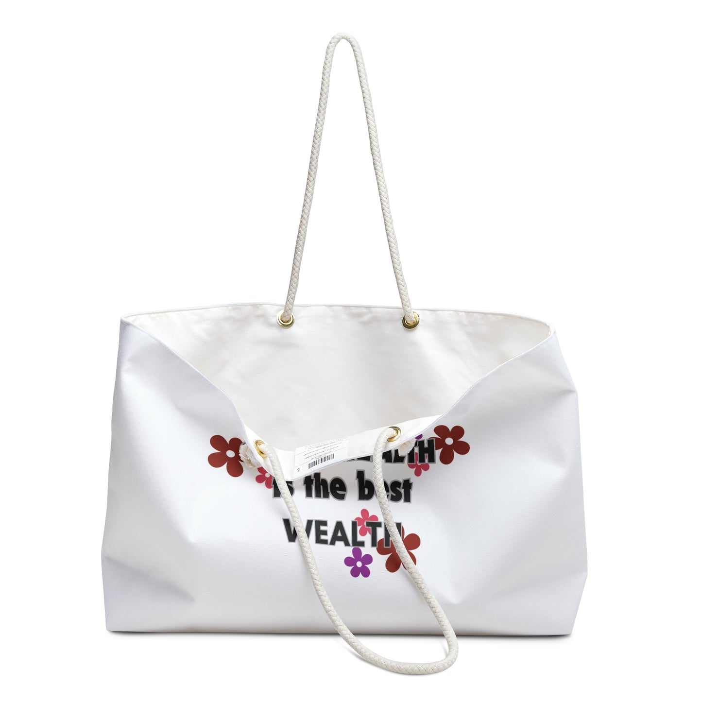 Health is Wealth Print Weekender Bag, Woman Print Bag