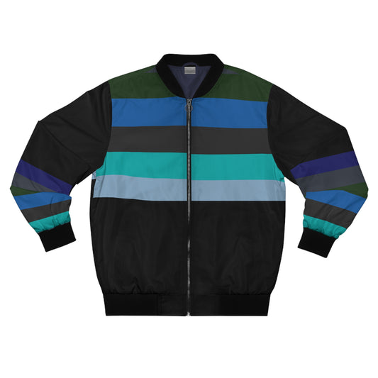Men's Striped Blue Bomber Jacket