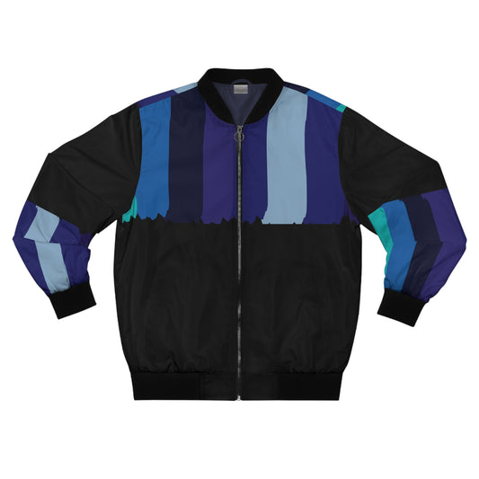 Men's Stripped Blue Bomber Jacket
